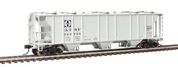 Walthers Mainline 50' Pullman-Standard PS-2 2893 3-Bay Covered Hopper - Ready to Run -- Santa Fe #300755 - 910-7007