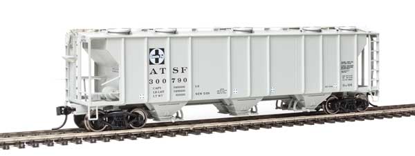 Walthers Mainline 50' Pullman-Standard PS-2 2893 3-Bay Covered Hopper - Ready to Run -- Santa Fe #300790 - 910-7008