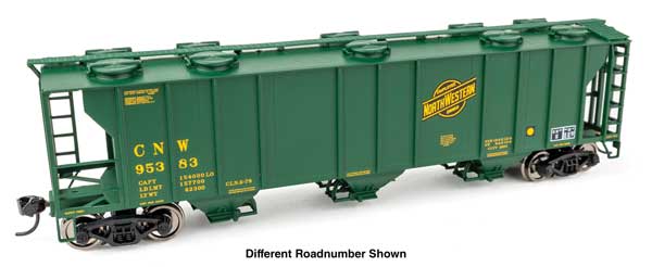 WalthersMainline HO 50' Pullman-Standard PS-2 2893 3-Bay Covered Hopper - Ready to Run -- Chicago & North Western(TM) #95403
