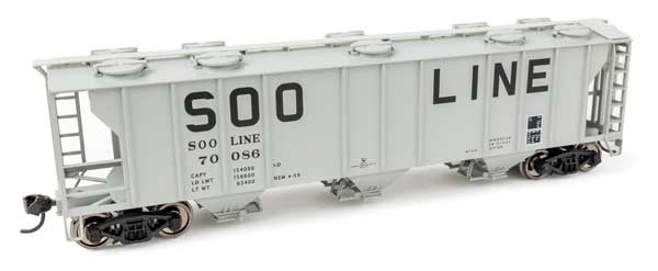 WalthersMainline HO 50' Pullman-Standard PS-2 2893 3-Bay Covered Hopper - Ready to Run -- Soo Line #70086