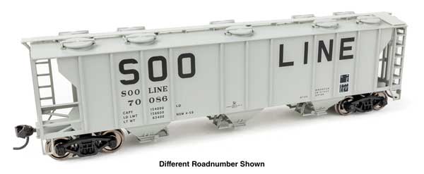 WalthersMainline HO 50' Pullman-Standard PS-2 2893 3-Bay Covered Hopper - Ready to Run -- Soo Line #70105