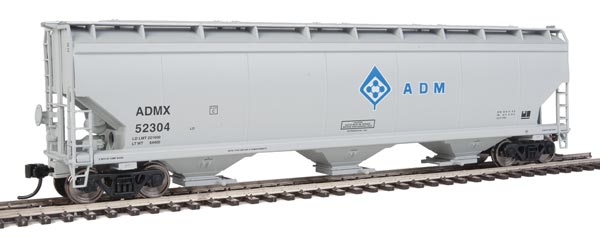 Walthers Mainline 910-7657 60' NSC 5150 3-Bay Covered Hopper - Ready to Run -- Archer-Daniels-Midland #52235 (gray, blue; Molecule Logo) - 910-7657