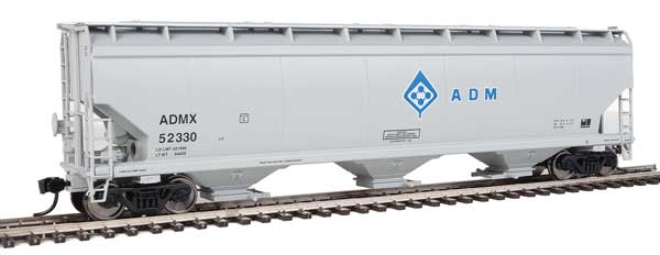 Walthers Mainline 910-7659 60' NSC 5150 3-Bay Covered Hopper - Ready to Run -- Archer-Daniels-Midland #52235 (gray, blue; Molecule Logo) - 910-7659