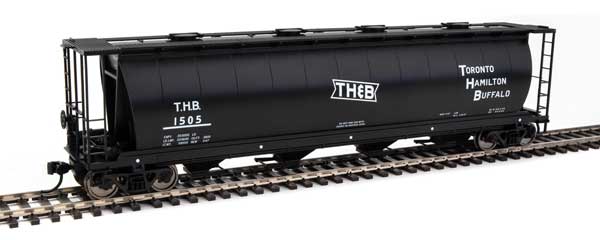 Walthers Mainline 59' Cylindrical Hopper - Ready to Run -- Toronto, Hamilton & Buffalo #1505 (black, white; Bow Tie Logo) - 910-7864