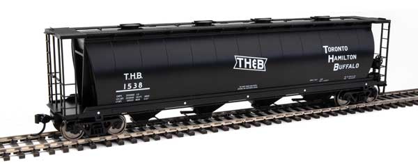 Walthers Mainline 59' Cylindrical Hopper - Ready to Run -- Toronto, Hamilton & Buffalo #1538 (black, white; Bow Tie Logo) - 910-7867