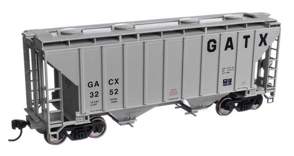 Walthers Mainline HO 37' 2980 Cubic-Foot 2-Bay Covered Hopper - Ready to Run -- GATX Corporation GACX #3252