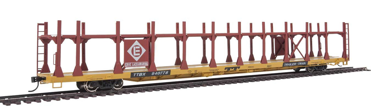 Walthers Mainline 89' Flatcar w/Bi-Level Open Auto Rack - Ready to Run -- Erie Lackawanna Rack, Trailer Train Flatcar TTBX #940778 - 910-8012