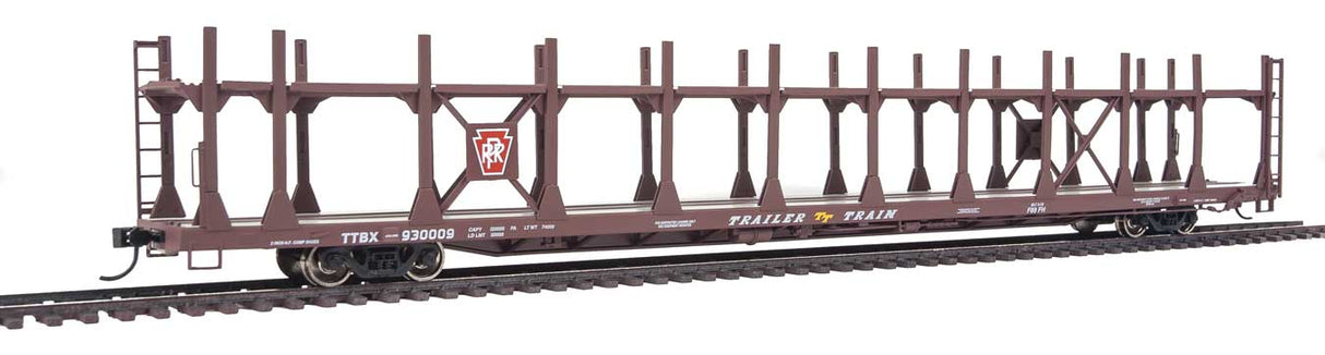 Walthers Mainline 89' Flatcar w/Bi-Level Open Auto Rack - Ready to Run -- Pennsylvania Rack, Trailer Train Flatcar TTBX #930009 - 910-8021