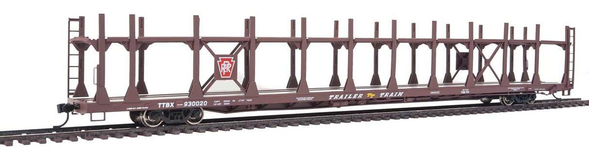 Walthers Mainline 89' Flatcar w/Bi-Level Open Auto Rack - Ready to Run -- Pennsylvania Rack, Trailer Train Flatcar TTBX #930020 - 910-8022