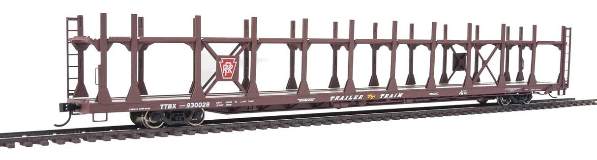 Walthers Mainline 89' Flatcar w/Bi-Level Open Auto Rack - Ready to Run -- Pennsylvania Rack, Trailer Train Flatcar TTBX #930028 - 910-8023