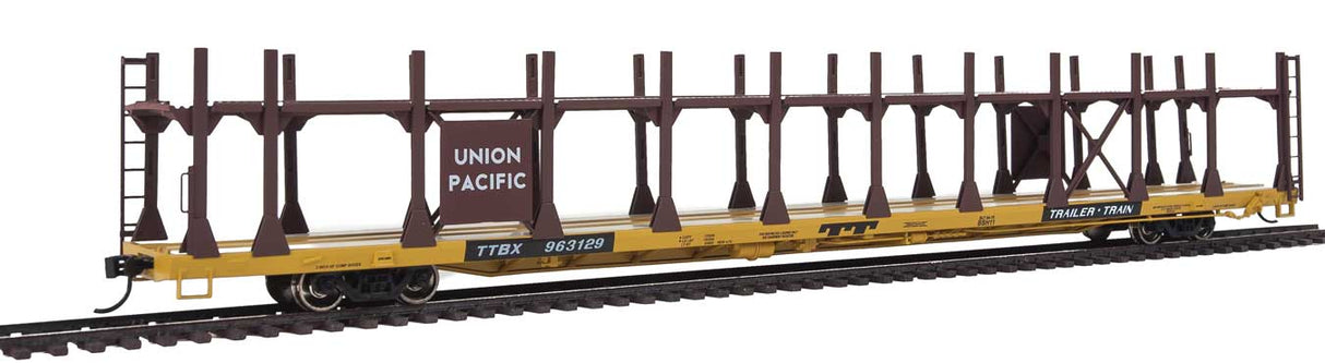 Walthers Mainline 89' Flatcar w/Bi-Level Open Auto Rack - Ready to Run -- Union Pacific(R) Rack, Trailer Train Flatcar TTBX #963129 - 910-8028