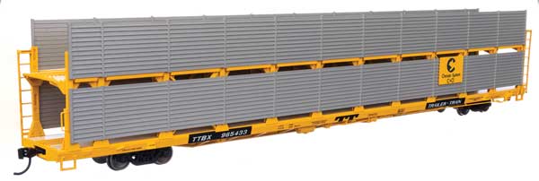 Walthers Mainline HO 89' Flatcar w/Bi-Level Shielded Auto Rack - Ready to Run -- Chesapeake & Ohio Rack / Trailer-Train Flatcar TTBX #965433