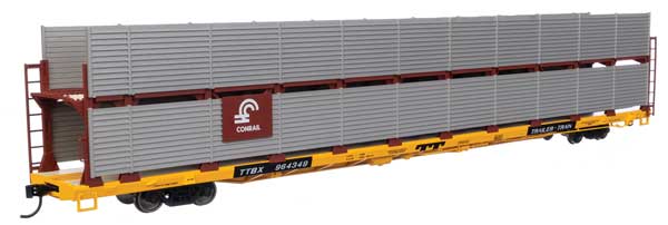 Walthers Mainline HO 89' Flatcar w/Bi-Level Shielded Auto Rack - Ready to Run -- Conrail Rack / Trailer-Train Flatcar TTBX #964349