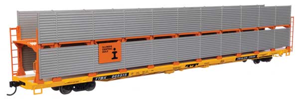 Walthers Mainline HO 89' Flatcar w/Bi-Level Shielded Auto Rack - Ready to Run -- Illinois Central Gulf Rack / Trailer-Train Flatcar TTBX #965515