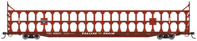 Walthers Mainline HO 89' Flatcar w/Tri-Level Open Auto Rack - Ready to Run -- Chicago, Burlington & Quincy Rack Trailer-Train Flatcar TTKX #905070 (brown)