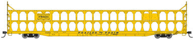 Walthers Mainline HO 89' Flatcar w/Tri-Level Open Auto Rack - Ready to Run -- St. Louis - San Francisco Rack Trailer-Train Flatcar #913598 (yellow)
