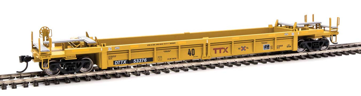 Walthers Mainline Thrall Rebuilt 40' Well Car - Ready to Run -- TTX DTTX #53376 (yellow, black, small red TTX and Next Road logo, yellow consp - 910-8411