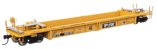WalthersMainline HO Thrall Rebuilt 40' Well Car - Ready to Run -- TTX DTTX #745735 - small black & white TTX logo w/yellow conspicuity stripes - 910-8426