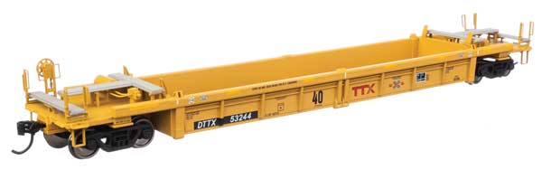 WalthersMainline HO Thrall Rebuilt 40' Well Car - Ready to Run -- TTX DTTX #53244; red TTX & Next Load Any Road logos, yellow conspicutiy stripe - 910-8433
