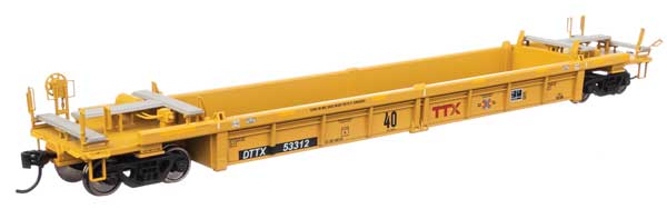 WalthersMainline HO Thrall Rebuilt 40' Well Car - Ready to Run -- TTX DTTX #53312; red TTX & Next Load Any Road logos, yellow conspicutiy stripe - 910-8434