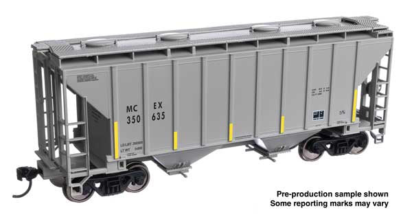 WalthersMainline 37' 2980 Cubic-Foot 2-Bay Covered Hopper - Ready to Run -- MECX #350675
