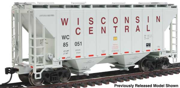 WalthersMainline 37' 2980 Cubic-Foot 2-Bay Covered Hopper - Ready to Run -- Wisconsin Central (WC)#84747