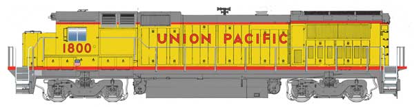 Walthers Mainline HO GE Dash 8-40B - Standard DC -- Union Pacific(R) #1800 (yellow, gray; small shield on nose) - 910-9573
