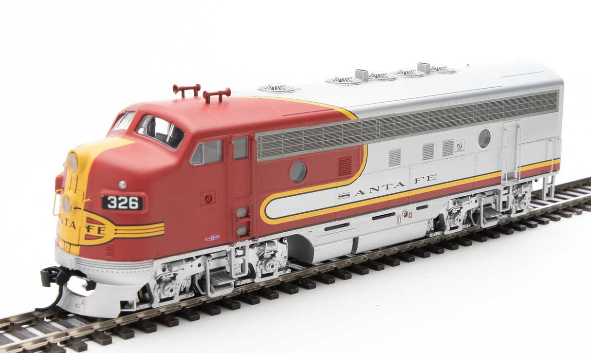 Walthers Mainline EMD F7 A-B Set - Standard DC -- Santa Fe #326, 326 (Passenger Warbonnet, red, silver, black) - 910-9948