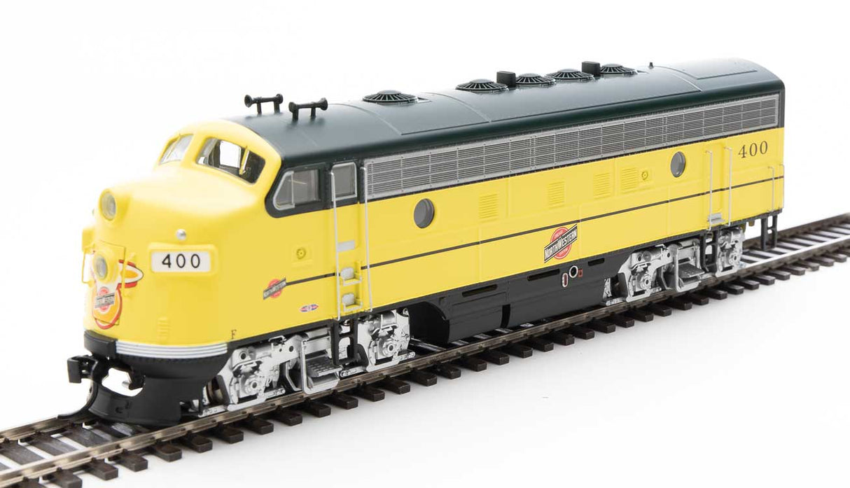Walthers Mainline EMD F7 A-B Set - Standard DC -- Chicago & North Western(TM) #400, 410 (yellow, green, black, silver) - 910-9952