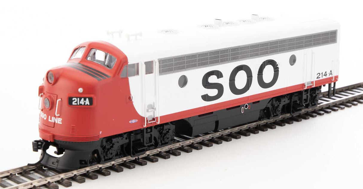 Walthers Mainline EMD F7 A-B Set - Standard DC -- Soo Line #214A, 2202C (red, white, black) - 910-9958