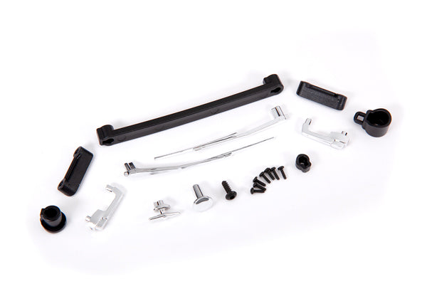 Traxxas 9115 Door handles, left, right, and Rear/ retainers (3)/ windshield wipers, left & right/ retainer (1)/ fuel cap/ fuel flange/ fuel cap Mount/ 1.6x5 BCS (self-tapping) (7)/ 2.6x8 BCS (1) - TRA9115