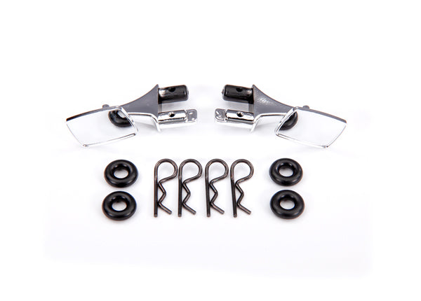 Traxxas 9118 Mirrors, side, chrome (left & right)/ O-Rings (4)/ Body clips (4) (fits #9111 Body) - TRA9118