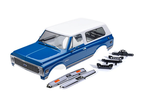 Traxxas 9130-BLWT Body, Chevrolet Blazer (1972), Complete, - Blue & White (painted) (includes grille, side mirrors, door handles, windshield wipers, Front & Rear bumpers, clipless Mounting) (requires #8072X inner Fenders)
