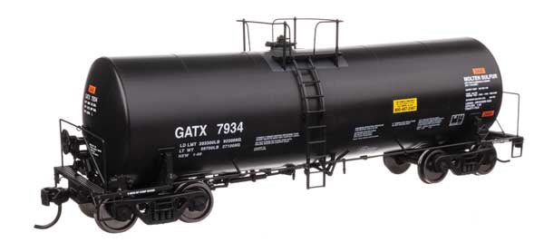WalthersProto HO 40' Trinity 14,000-Gallon Molten Sulfur Tank Car - Ready to Run -- GATX #7934