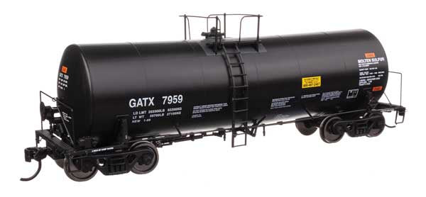 WalthersProto HO 40' Trinity 14,000-Gallon Molten Sulfur Tank Car - Ready to Run -- GATX #7959