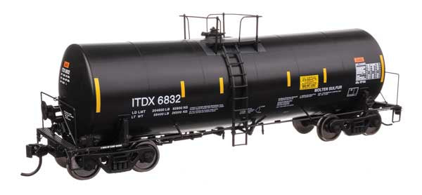 WalthersProto HO 40' Trinity 14,000-Gallon Molten Sulfur Tank Car - Ready to Run -- Sulcom ITDX #6832