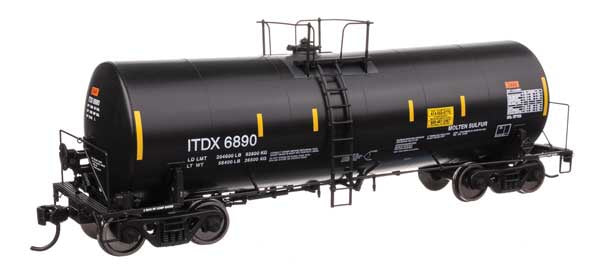 WalthersProto HO 40' Trinity 14,000-Gallon Molten Sulfur Tank Car - Ready to Run -- Sulcom ITDX #6890