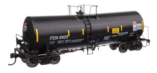 WalthersProto HO 40' Trinity 14,000-Gallon Molten Sulfur Tank Car - Ready to Run -- Sulcon ITDX #6923