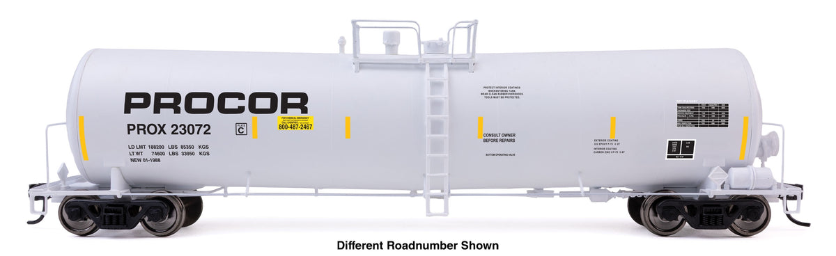 WalthersProto HO 54' 23,000 Gallon Funnel-Flow Tank Car - Ready to Run – Procor (white) #23086