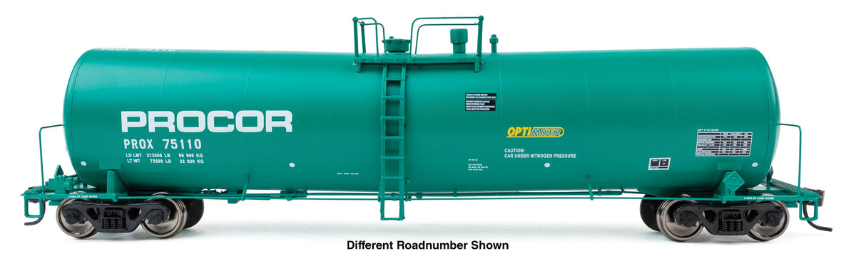 WalthersProto HO 54' 23,000 Gallon Funnel-Flow Tank Car - Ready to Run β Procor (green) #75128