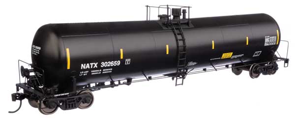 WalthersProto HO 55' Trinity 30,145-Gallon Tank Car - Ready to Run -- North American Tank Line NATX #302659 (black, white, yellow marks)