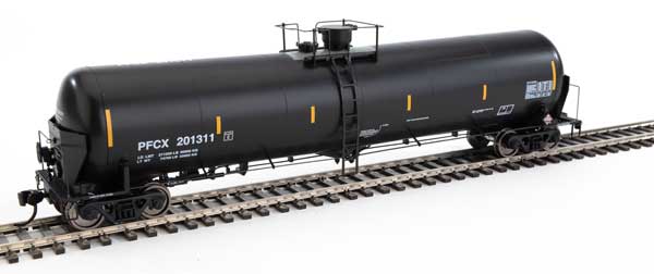 WalthersProto 55' Trinity Modified 30,145-Gallon Tank Car - Ready to Run -- First Union Wells Fargo Rail Corp PFCX #201311 (black, white, yellow conspicui - 920-100743