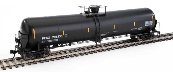 WalthersProto 55' Trinity Modified 30,145-Gallon Tank Car - Ready to Run -- First Union Wells Fargo Rail Corp PFCX #201330 (black, white, yellow conspicui - 920-100744