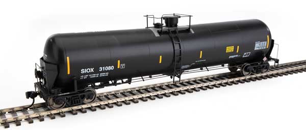 WalthersProto 55' Trinity Modified 30,145-Gallon Tank Car - Ready to Run -- Siouxland Ethanol SIOX #31080 (black, white, yellow conspicuity marks) - 920-100746