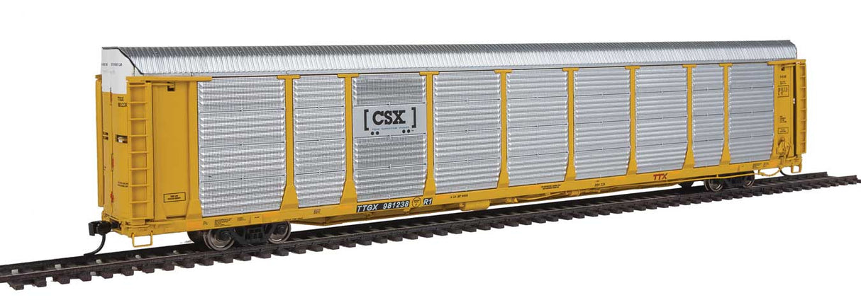 WalthersProto 89' Thrall Bi-Level Auto Carrier - Ready To Run -- CSX Rack #B-6168, TTGX Flatcar #981238 - 920-101357