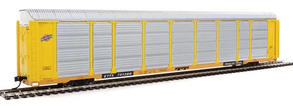 WalthersProto 89' Thrall Enclosed Tri-Level Auto Carrier - Ready to Run -- Chicago & North Western(TM) ETTX Flat #701338 (yellow, silver) - 920-101417