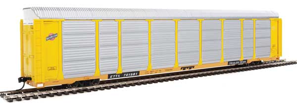 WalthersProto 89' Thrall Enclosed Tri-Level Auto Carrier - Ready to Run -- Chicago & North Western(TM) ETTX Flat #701581 (yellow, silver) - 920-101418