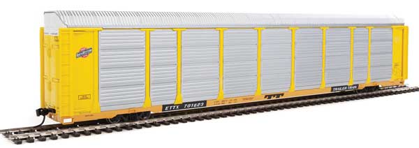 WalthersProto 89' Thrall Enclosed Tri-Level Auto Carrier - Ready to Run -- Chicago & North Western(TM) ETTX Flat #701623 (yellow, silver) - 920-101419