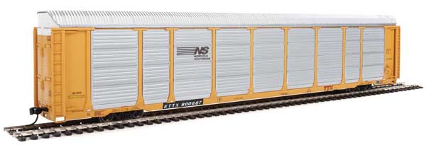 WalthersProto 89' Thrall Enclosed Tri-Level Auto Carrier - Ready to Run -- Norfolk Southern Rack ETTX Flat #33519/800667 (yellow, silver, black) - 920-101426