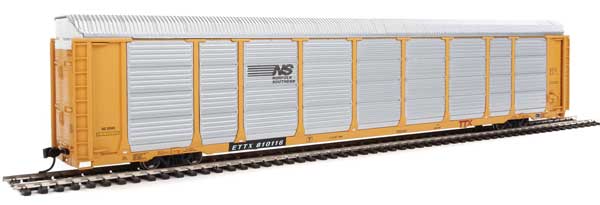 WalthersProto 89' Thrall Enclosed Tri-Level Auto Carrier - Ready to Run -- Norfolk Southern Rack ETTX Flat #33565/810116 (yellow, silver, black) - 920-101428